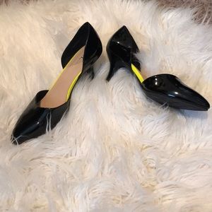 Black 3” heels w/ yellow lining. Size 91/2.